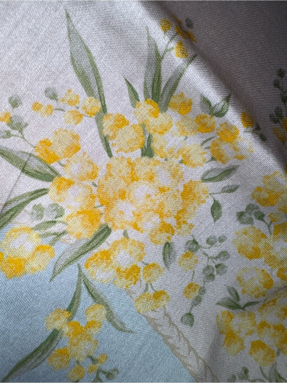 Pierre Balmain Yellow Floral Blue-Trim scarf 20” x 20”New - Picture 4 of 6
